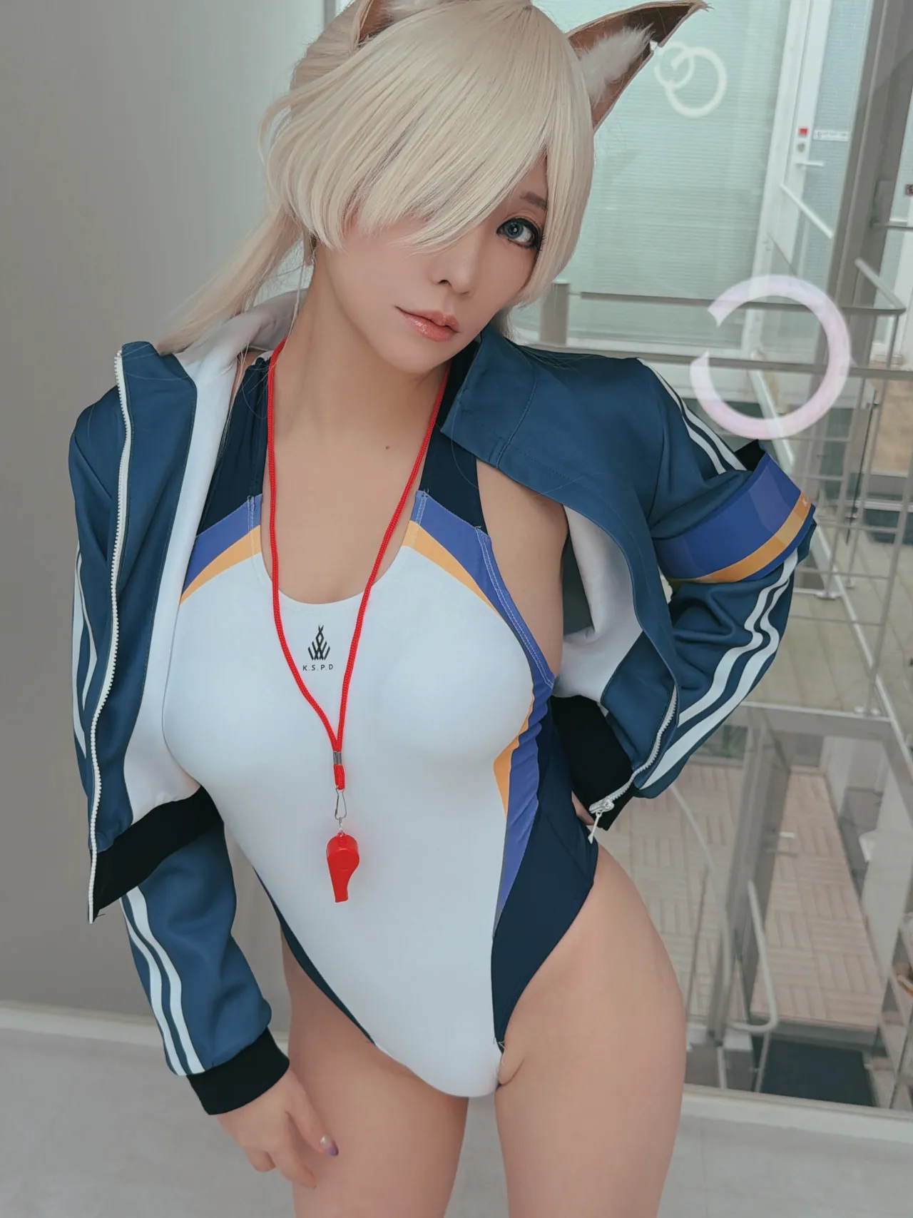 【リクエスト撮影感謝💙】 久々にブルアカ🩵ムチピタ競泳水着カンナのコスプレ【デカケツ🍑ポニテッ】-erohere2.webp