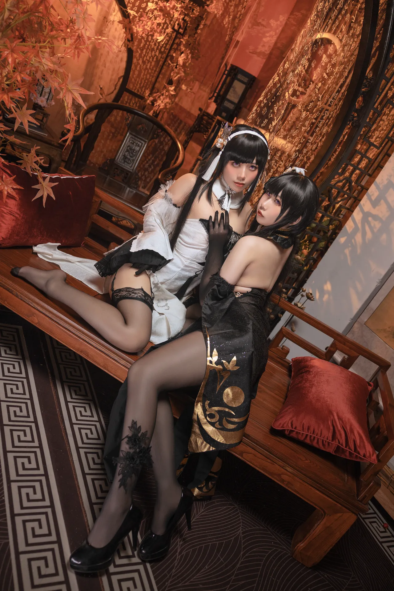 九言&amp;喜茶苍苍子 - 碧蓝航线 镇海白黒双人 35P-erohere11.webp