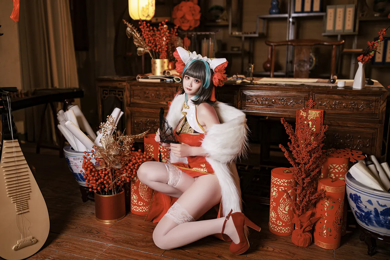 阿雪雪_yuki - 碧蓝航线 柴郡 新年旗袍-erohere10.webp