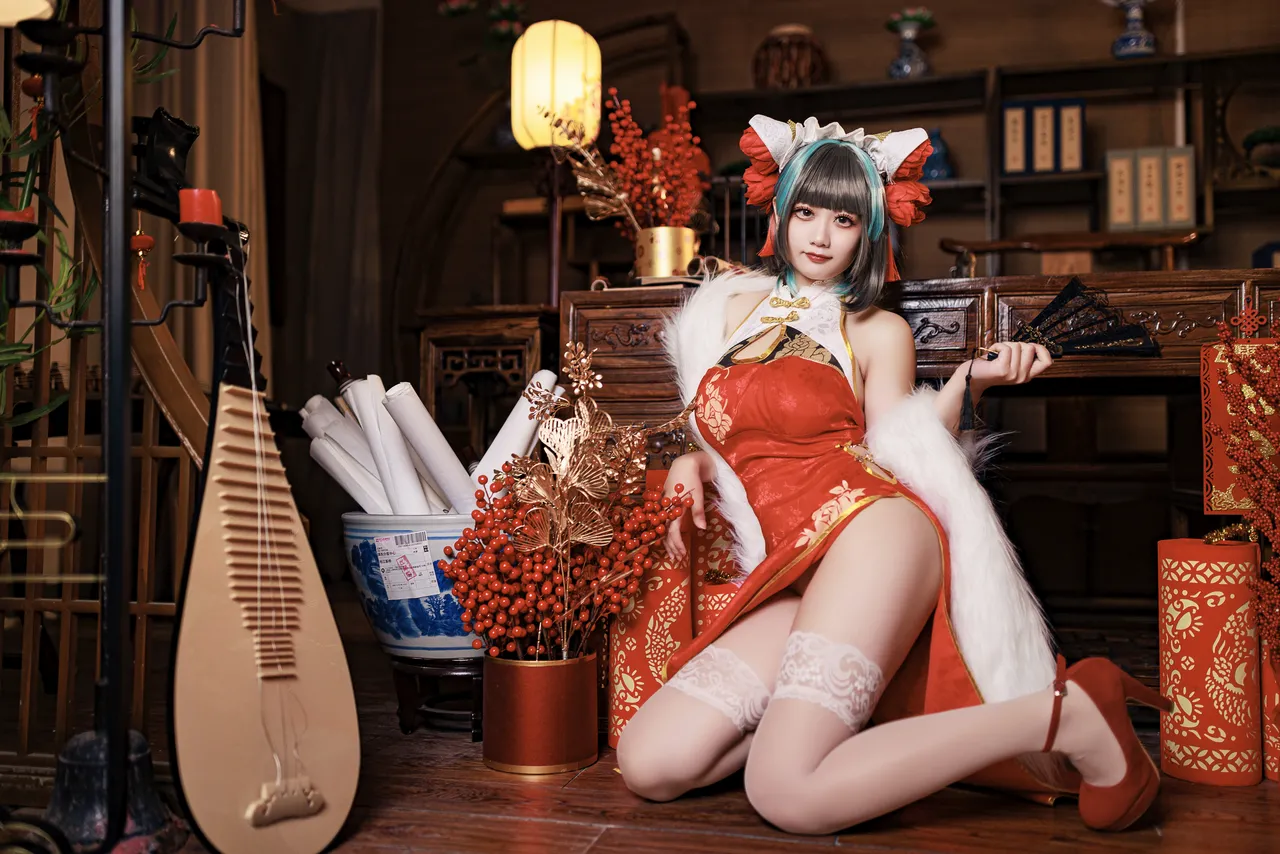 阿雪雪_yuki - 碧蓝航线 柴郡 新年旗袍-erohere11.webp