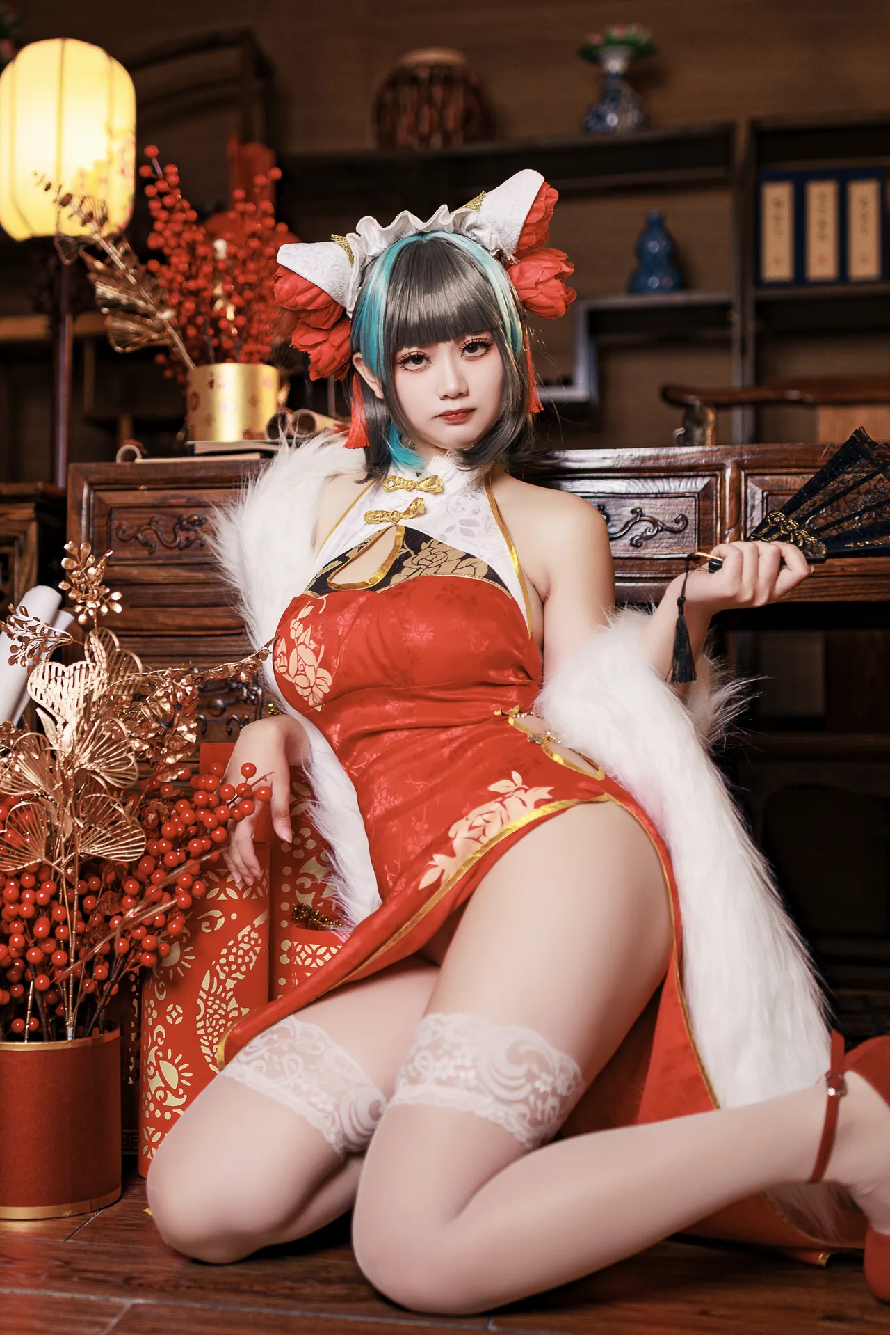 阿雪雪_yuki - 碧蓝航线 柴郡 新年旗袍-erohere12.webp