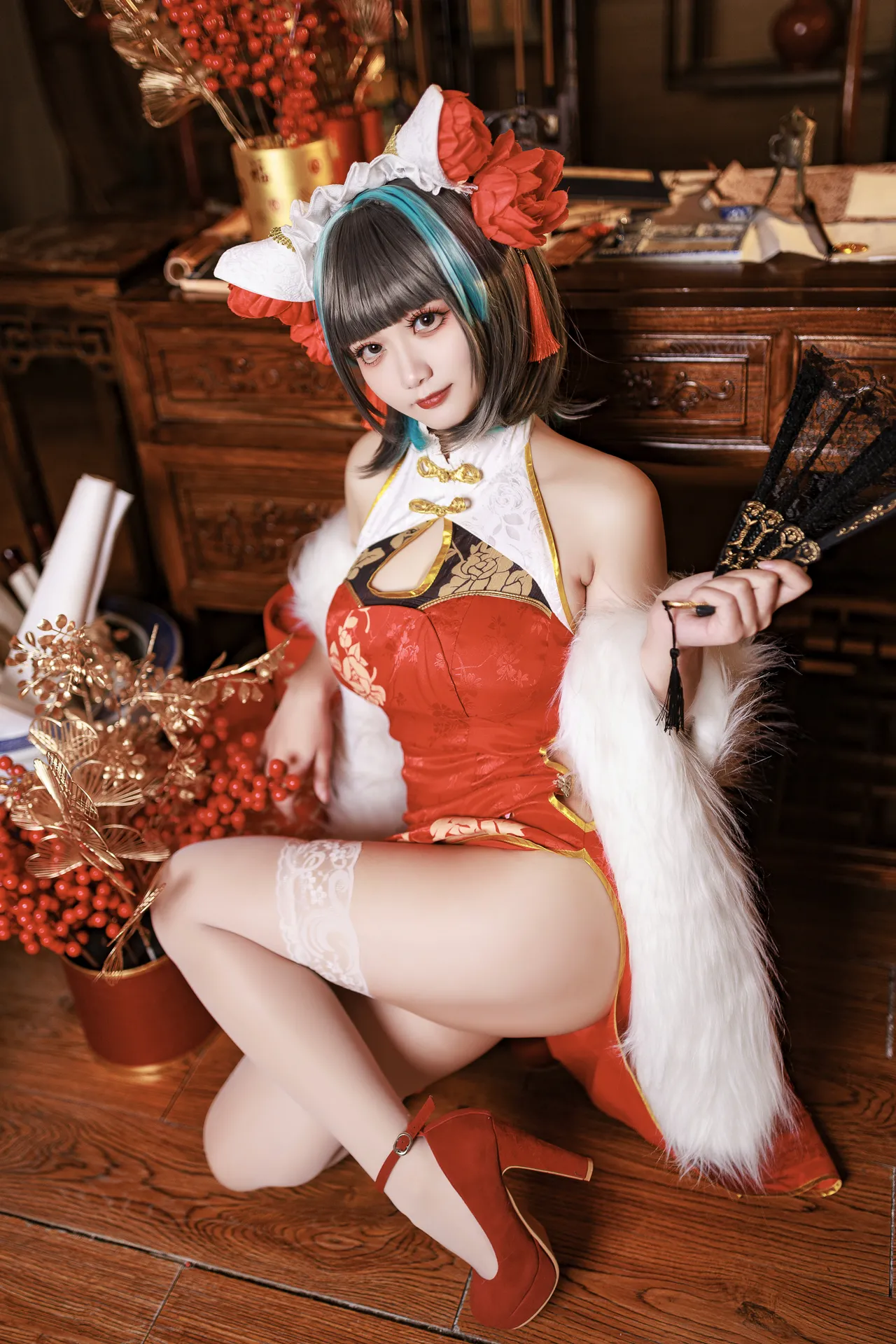 阿雪雪_yuki - 碧蓝航线 柴郡 新年旗袍-erohere13.webp
