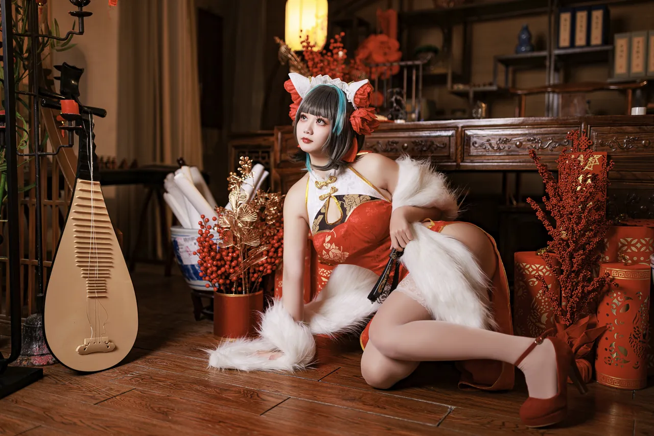 阿雪雪_yuki - 碧蓝航线 柴郡 新年旗袍-erohere14.webp