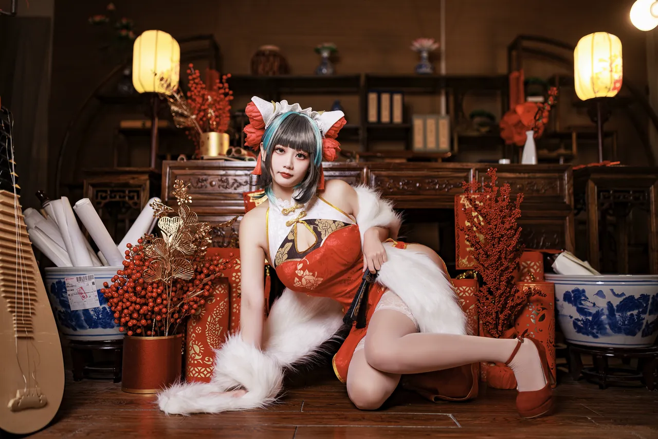 阿雪雪_yuki - 碧蓝航线 柴郡 新年旗袍-erohere15.webp