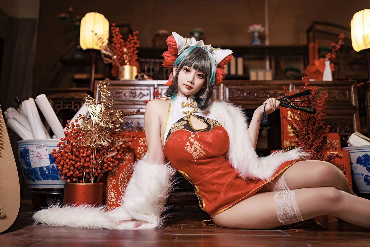 阿雪雪_yuki - 碧蓝航线 柴郡 新年旗袍-erohere16.webp