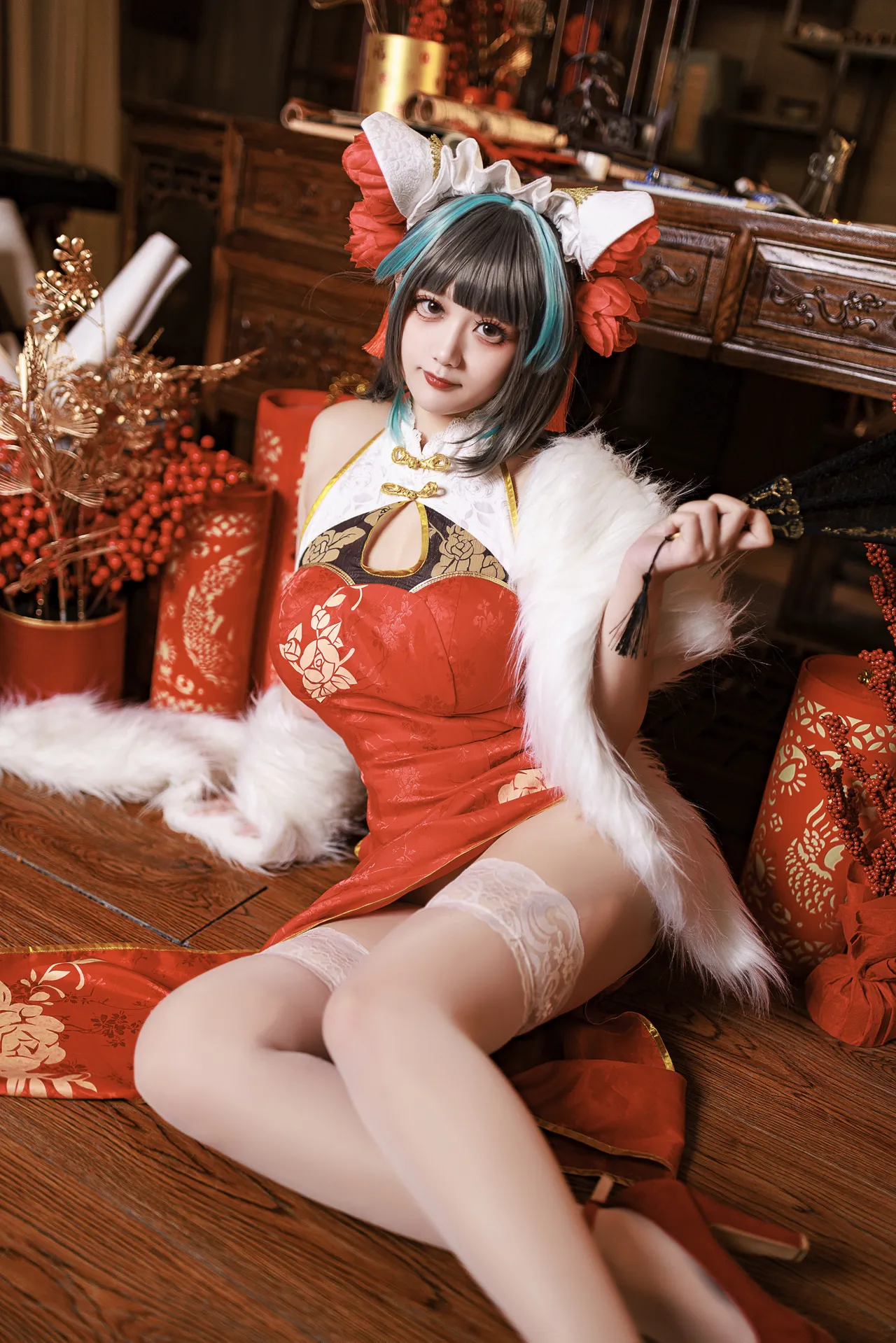 阿雪雪_yuki - 碧蓝航线 柴郡 新年旗袍-erohere17.webp