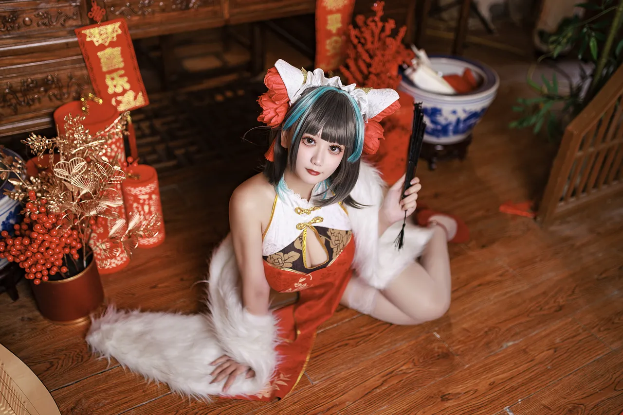 阿雪雪_yuki - 碧蓝航线 柴郡 新年旗袍-erohere18.webp