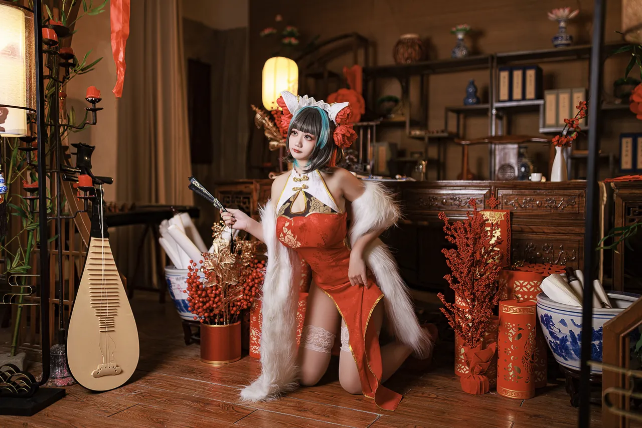 阿雪雪_yuki - 碧蓝航线 柴郡 新年旗袍-erohere19.webp