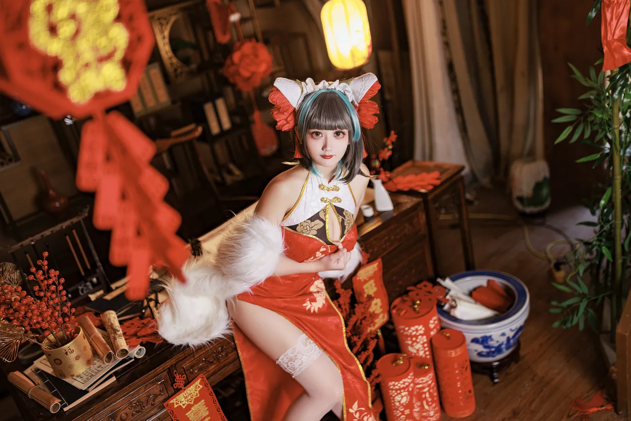 阿雪雪_yuki - 碧蓝航线 柴郡 新年旗袍-erohere2.webp