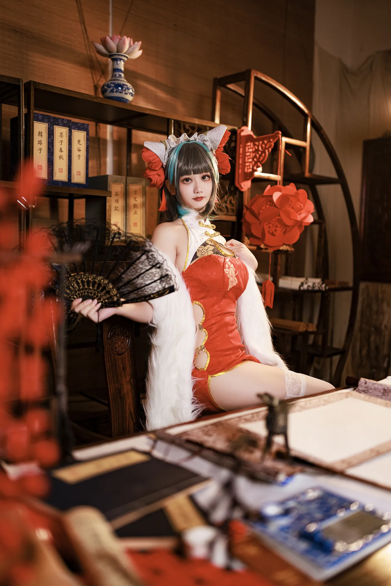 阿雪雪_yuki - 碧蓝航线 柴郡 新年旗袍-erohere21.webp