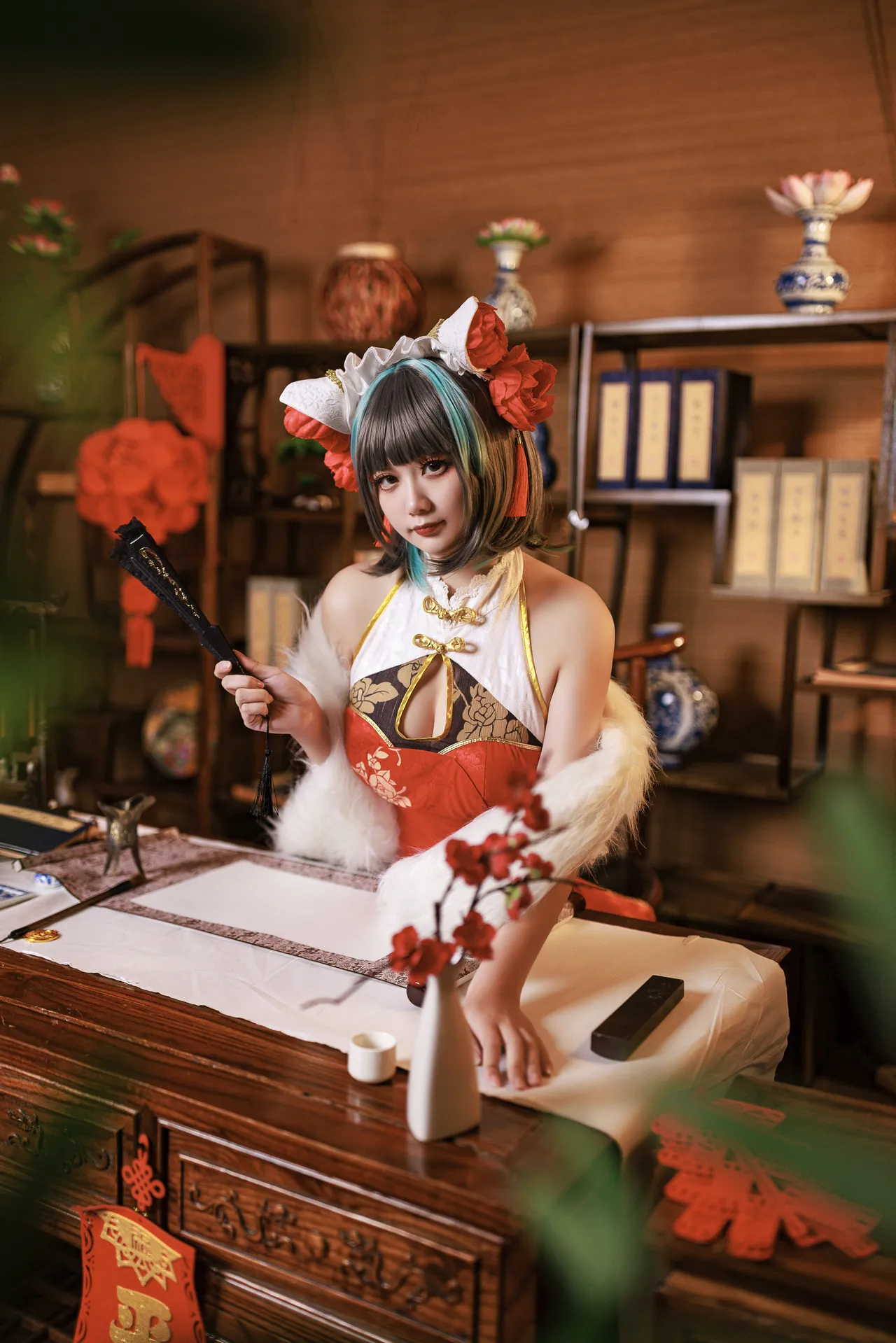 阿雪雪_yuki - 碧蓝航线 柴郡 新年旗袍-erohere24.webp
