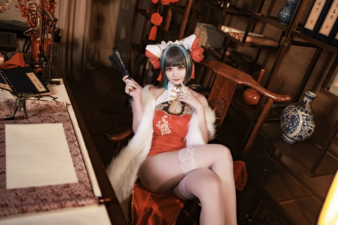 阿雪雪_yuki - 碧蓝航线 柴郡 新年旗袍-erohere26.webp