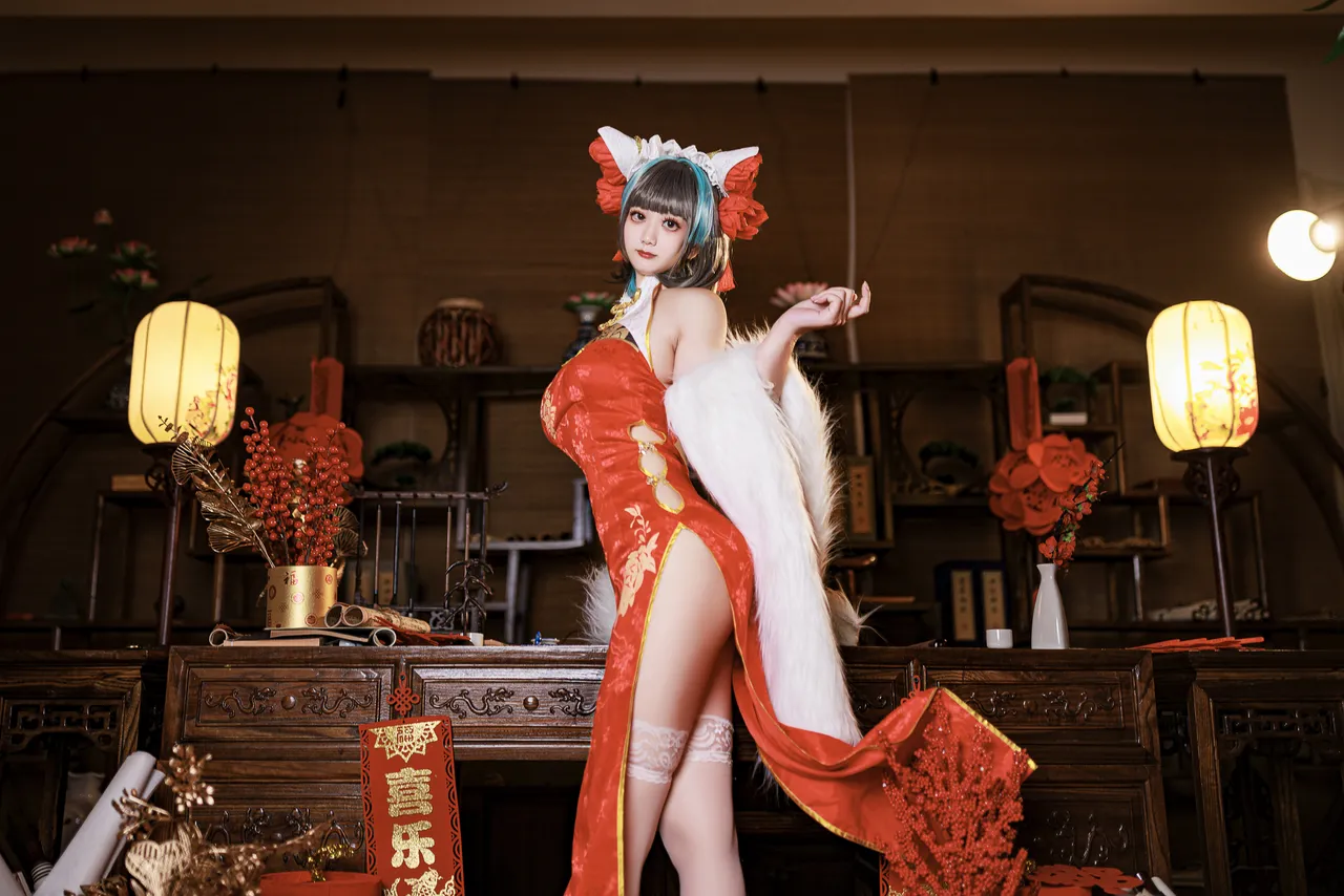 阿雪雪_yuki - 碧蓝航线 柴郡 新年旗袍-erohere3.webp