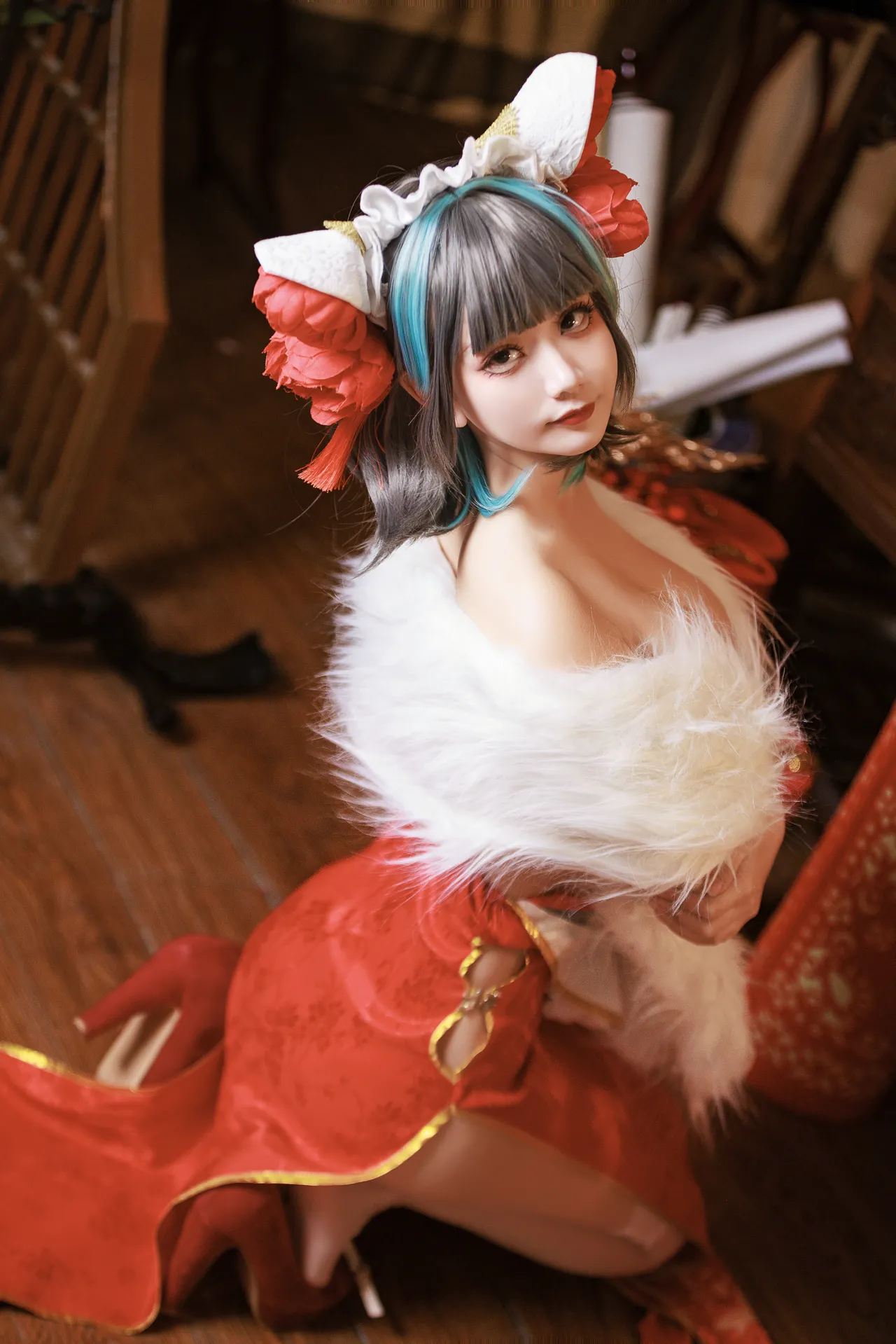 阿雪雪_yuki - 碧蓝航线 柴郡 新年旗袍-erohere30.webp