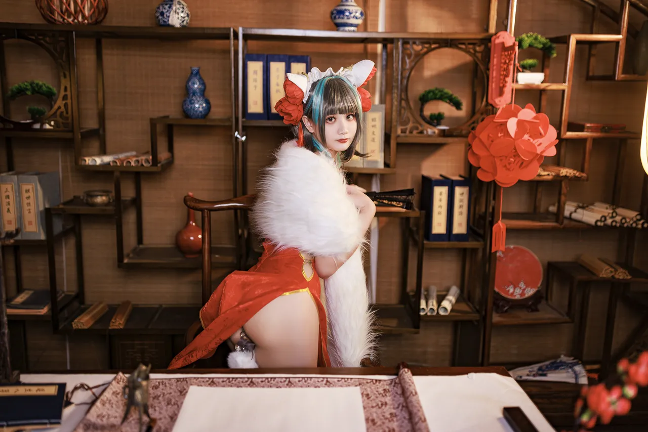 阿雪雪_yuki - 碧蓝航线 柴郡 新年旗袍-erohere34.webp