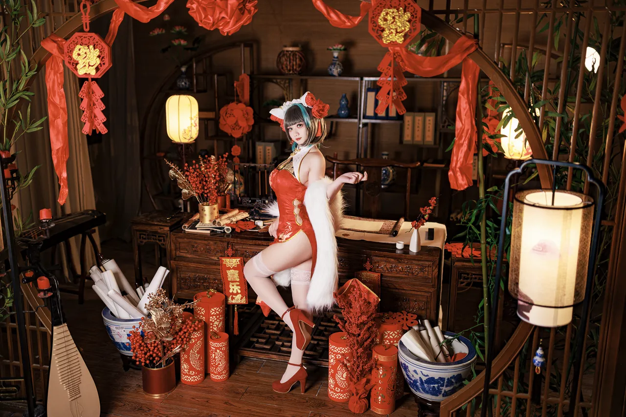 阿雪雪_yuki - 碧蓝航线 柴郡 新年旗袍-erohere4.webp