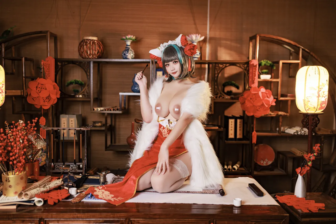 阿雪雪_yuki - 碧蓝航线 柴郡 新年旗袍-erohere46.webp