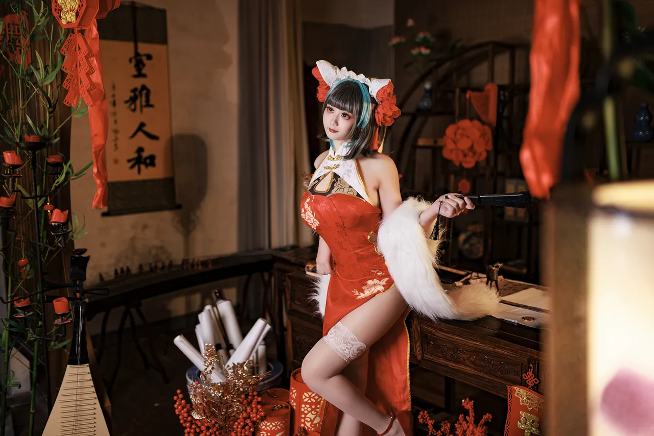 阿雪雪_yuki - 碧蓝航线 柴郡 新年旗袍-erohere5.webp