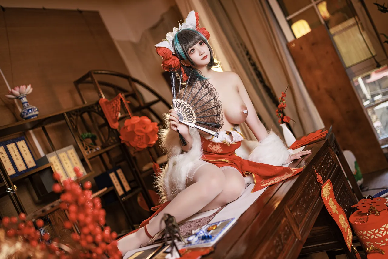 阿雪雪_yuki - 碧蓝航线 柴郡 新年旗袍-erohere50.webp