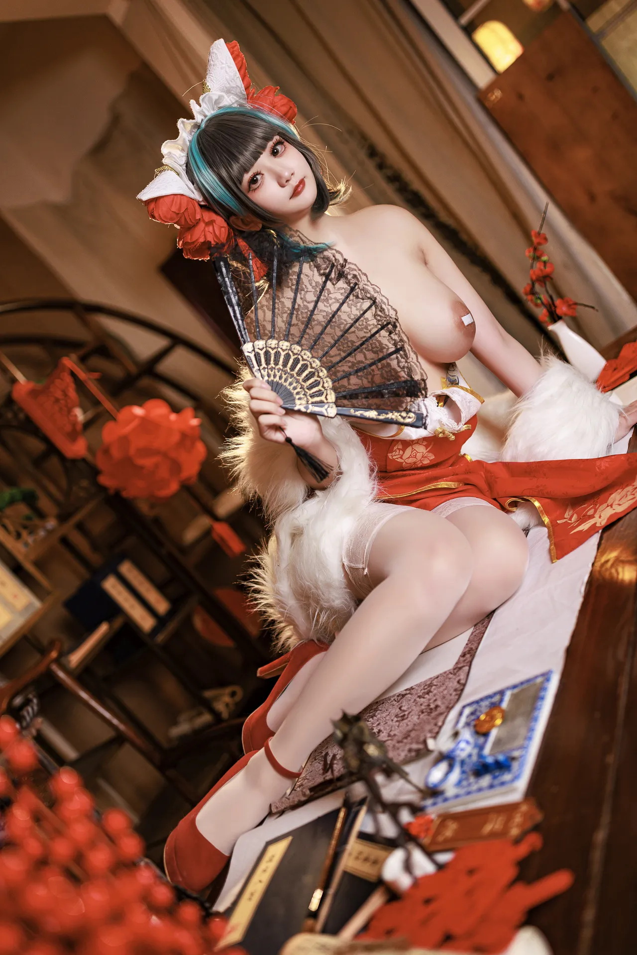 阿雪雪_yuki - 碧蓝航线 柴郡 新年旗袍-erohere51.webp