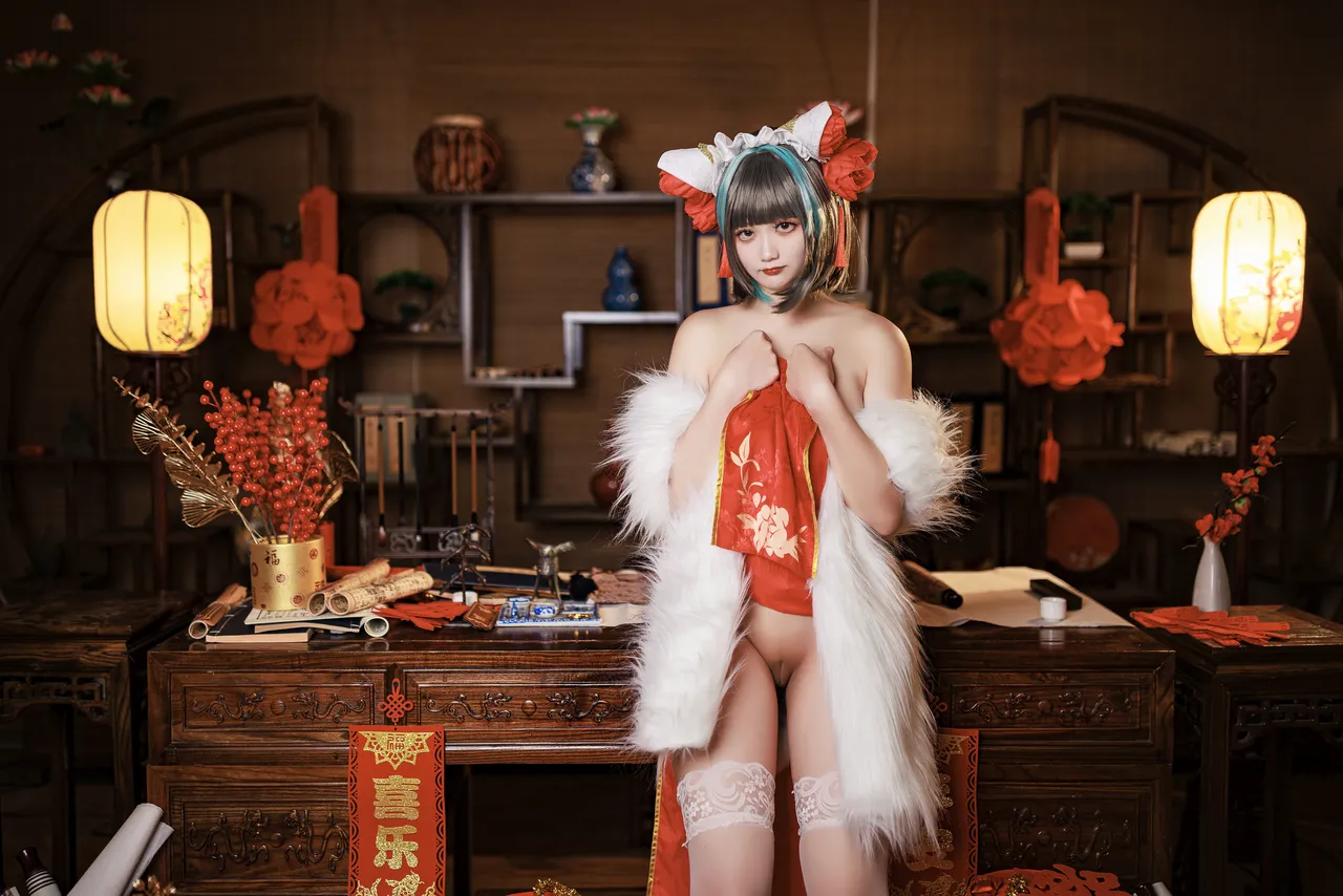 阿雪雪_yuki - 碧蓝航线 柴郡 新年旗袍-erohere69.webp