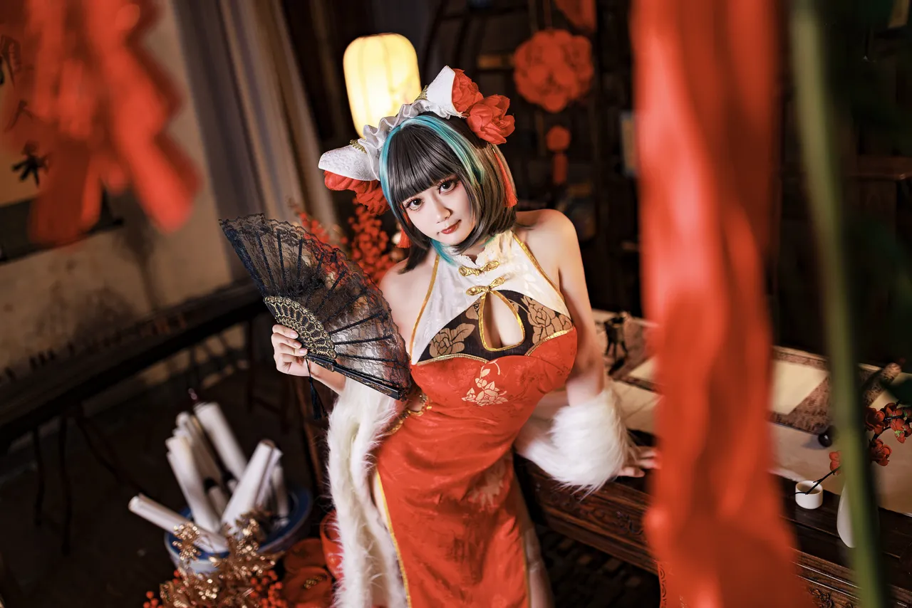 阿雪雪_yuki - 碧蓝航线 柴郡 新年旗袍-erohere7.webp