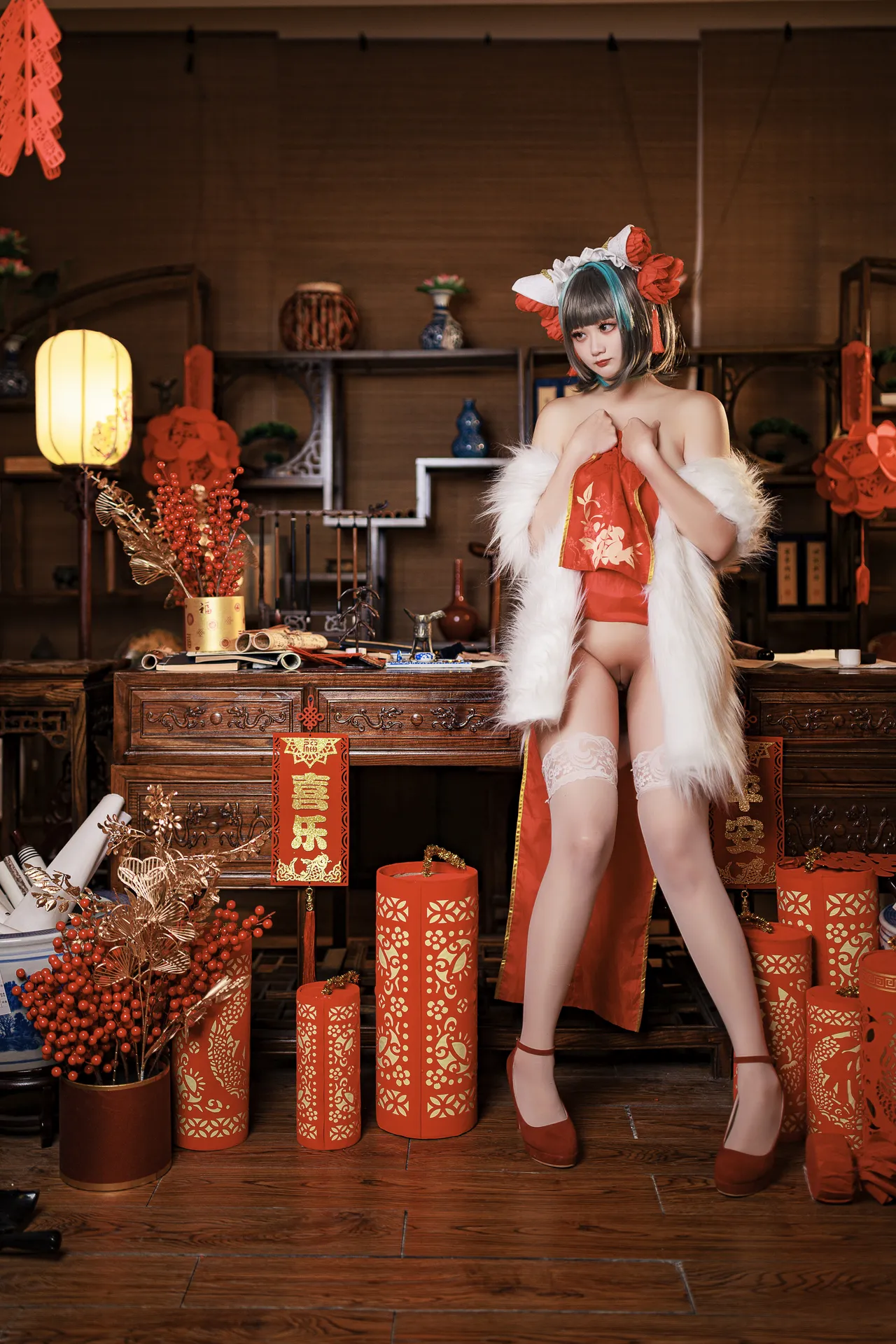 阿雪雪_yuki - 碧蓝航线 柴郡 新年旗袍-erohere71.webp