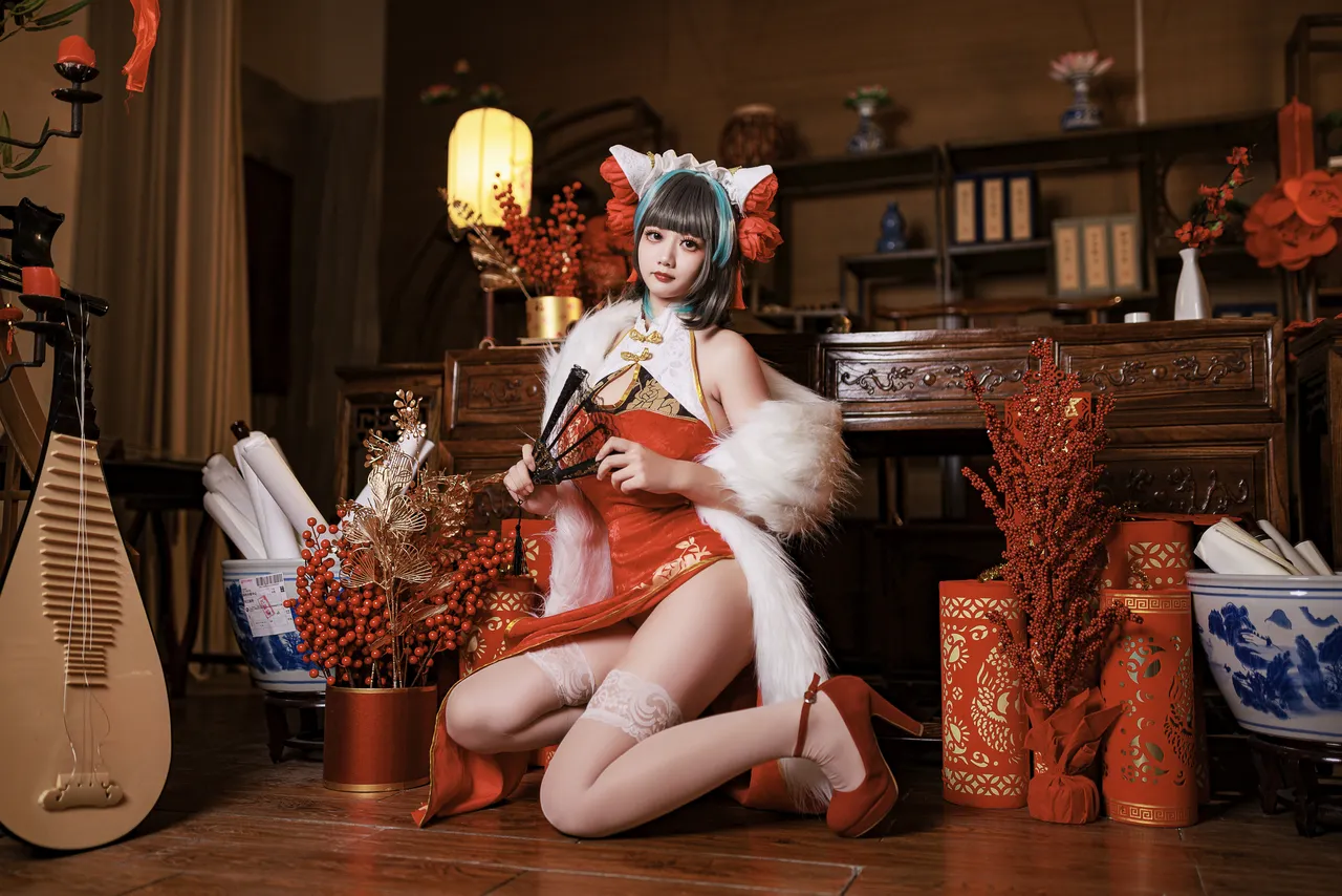 阿雪雪_yuki - 碧蓝航线 柴郡 新年旗袍-erohere8.webp