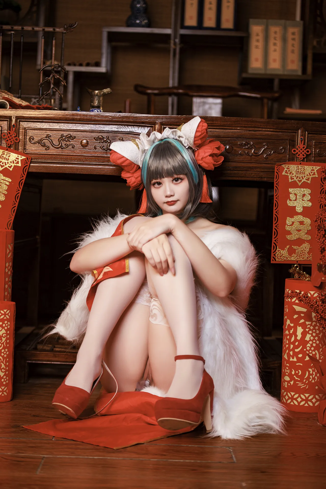 阿雪雪_yuki - 碧蓝航线 柴郡 新年旗袍-erohere83.webp
