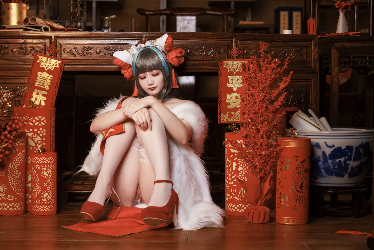 阿雪雪_yuki - 碧蓝航线 柴郡 新年旗袍-erohere84.webp
