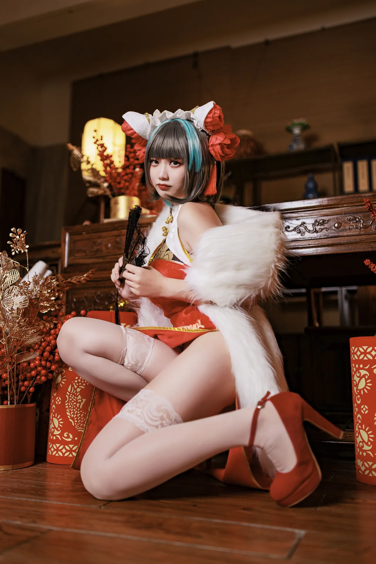 阿雪雪_yuki - 碧蓝航线 柴郡 新年旗袍-erohere9.webp