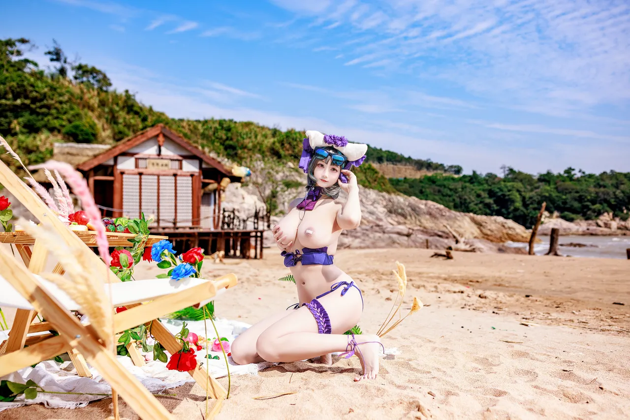 阿雪雪_yuki - 碧蓝航线 柴郡 泳装-erohere10.webp
