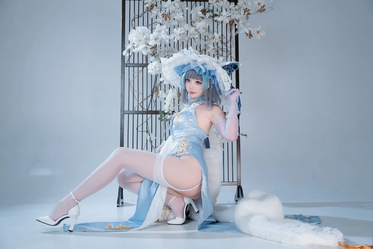 面饼仙儿 - 碧蓝航线 柴郡 猫猫蓝旗袍-erohere12.webp