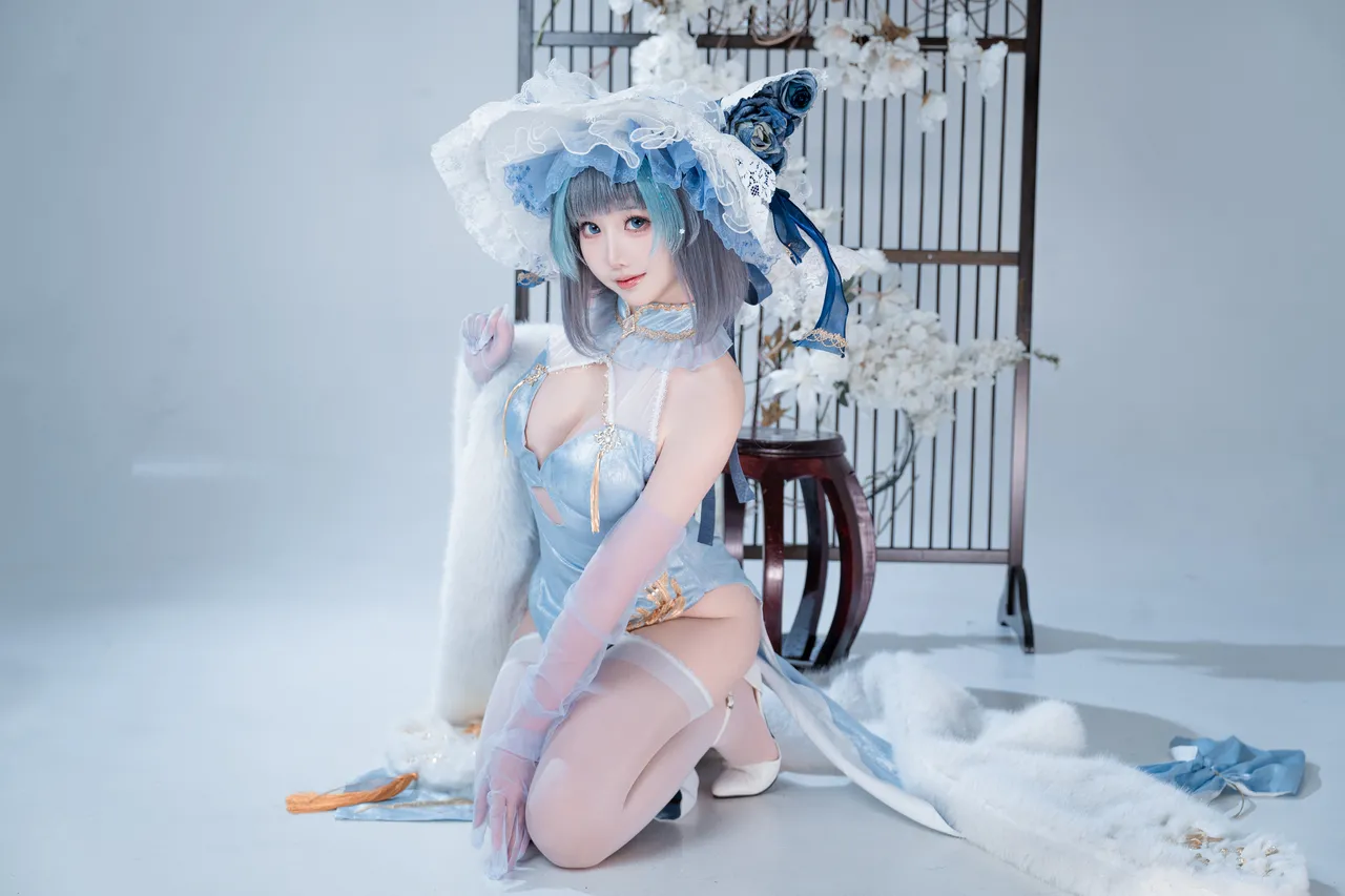 面饼仙儿 - 碧蓝航线 柴郡 猫猫蓝旗袍-erohere15.webp