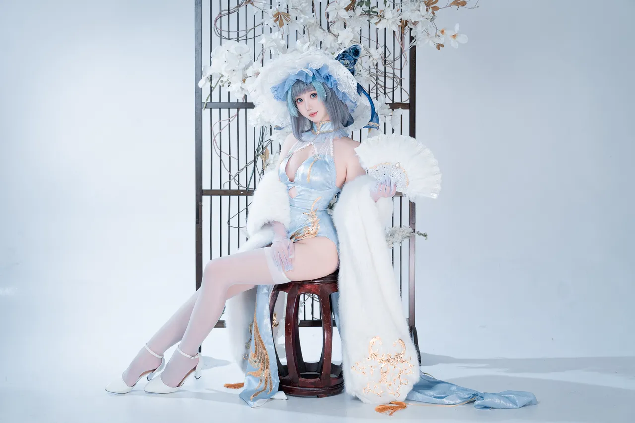 面饼仙儿 - 碧蓝航线 柴郡 猫猫蓝旗袍-erohere2.webp
