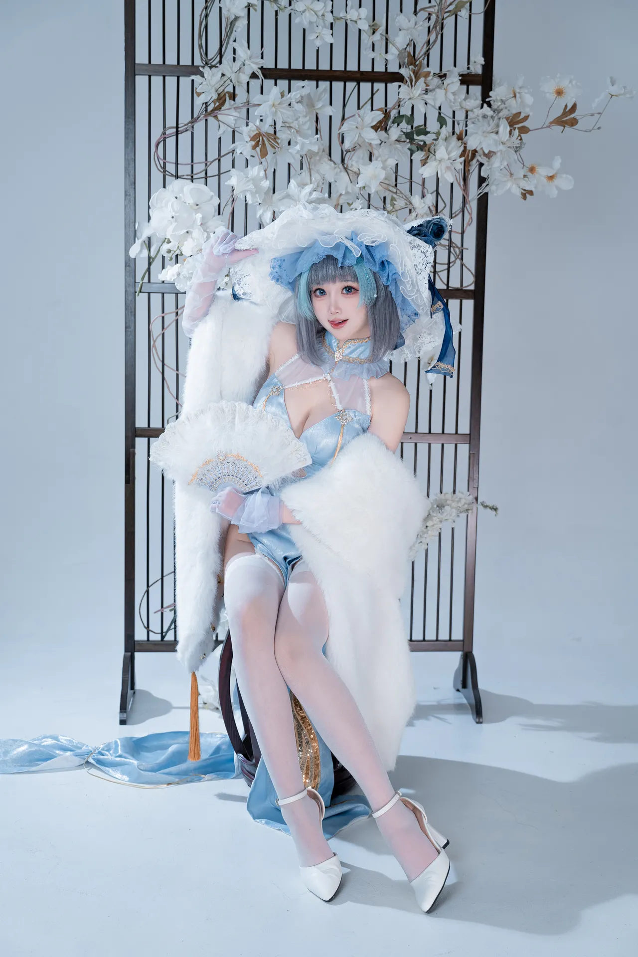 面饼仙儿 - 碧蓝航线 柴郡 猫猫蓝旗袍-erohere21.webp