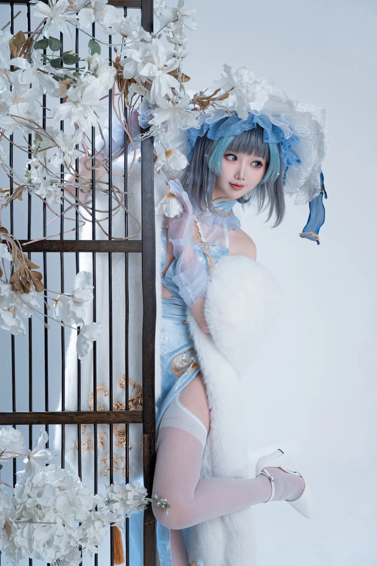 面饼仙儿 - 碧蓝航线 柴郡 猫猫蓝旗袍-erohere24.webp