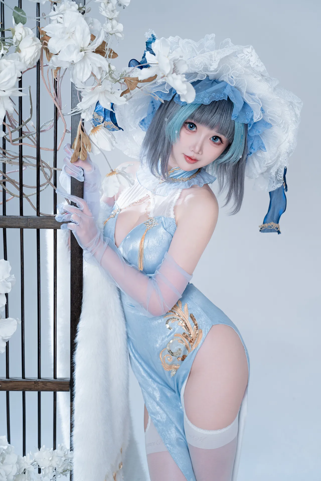 面饼仙儿 - 碧蓝航线 柴郡 猫猫蓝旗袍-erohere26.webp
