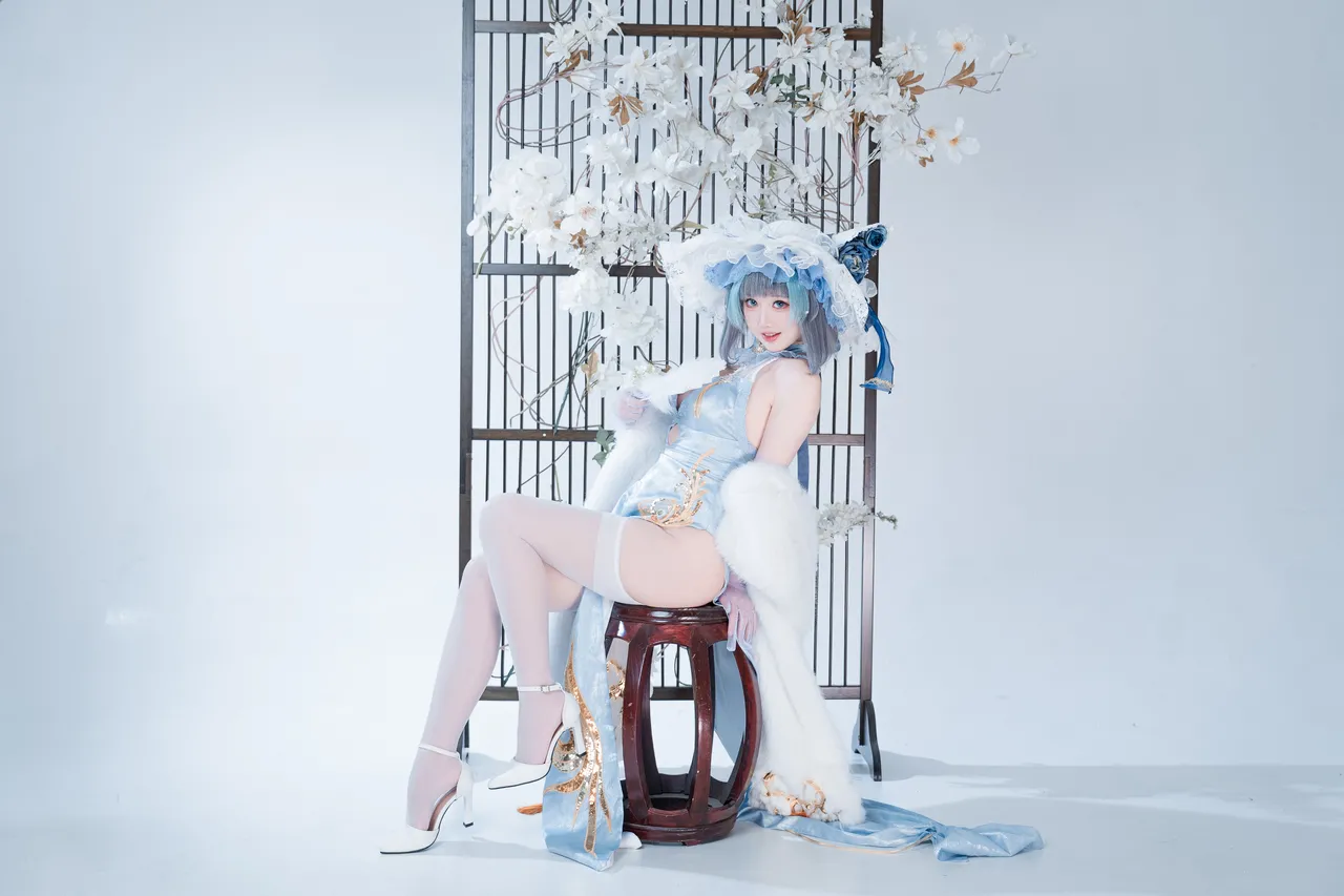 面饼仙儿 - 碧蓝航线 柴郡 猫猫蓝旗袍-erohere3.webp
