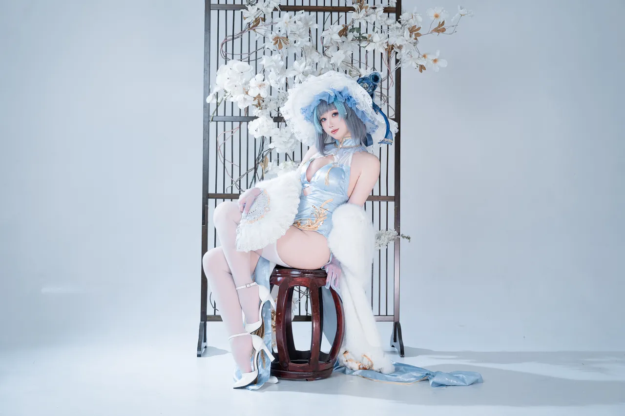 面饼仙儿 - 碧蓝航线 柴郡 猫猫蓝旗袍-erohere4.webp