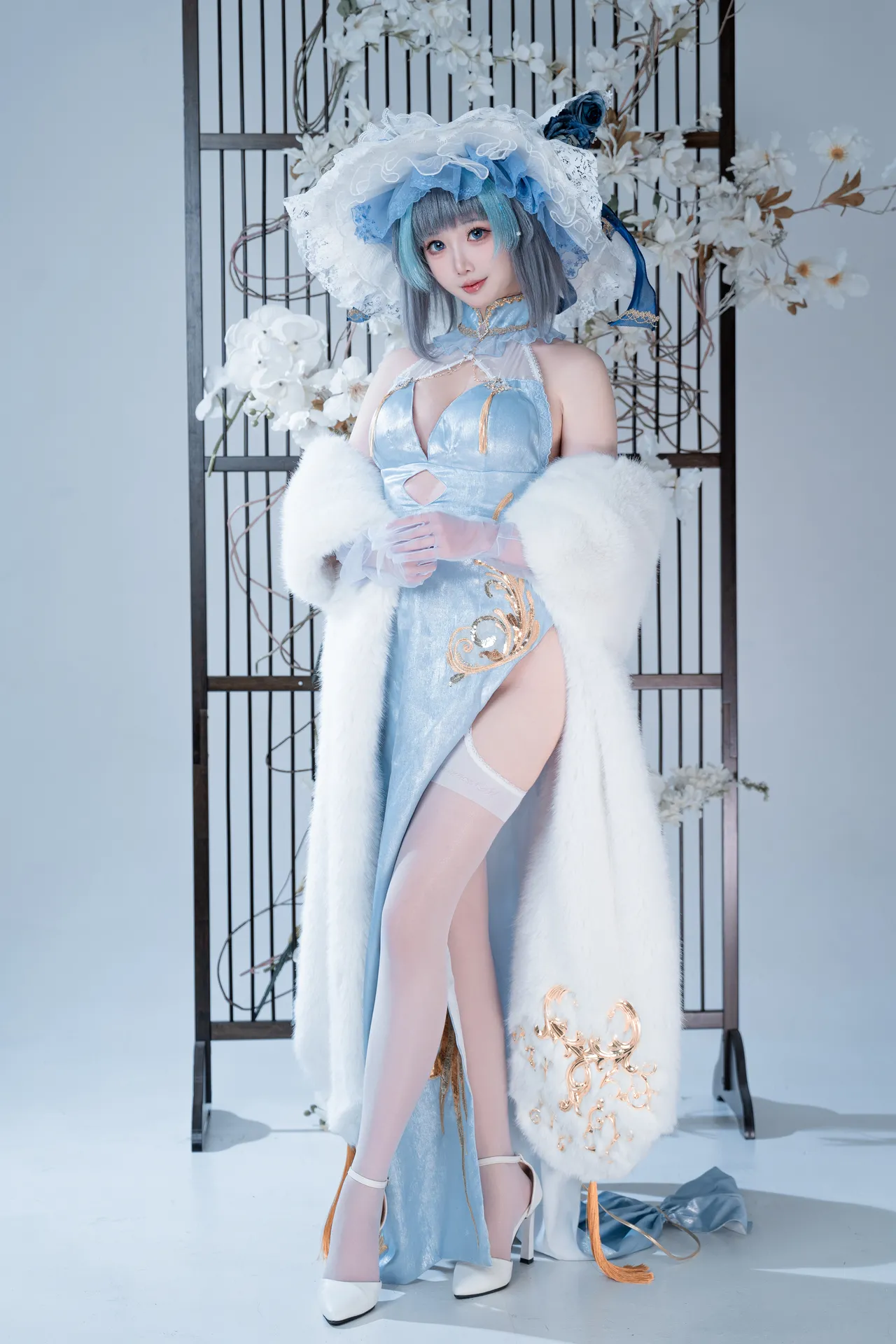 面饼仙儿 - 碧蓝航线 柴郡 猫猫蓝旗袍-erohere7.webp