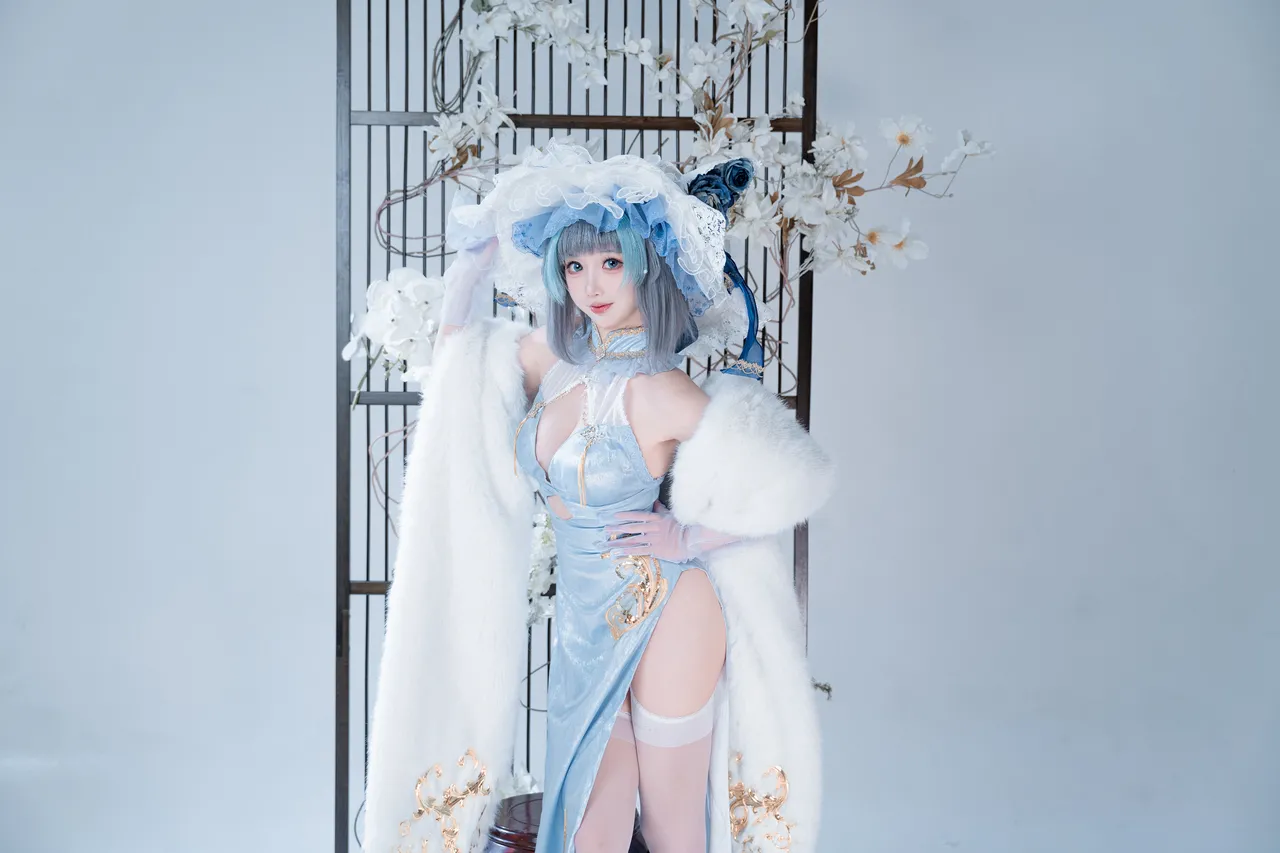 面饼仙儿 - 碧蓝航线 柴郡 猫猫蓝旗袍-erohere8.webp