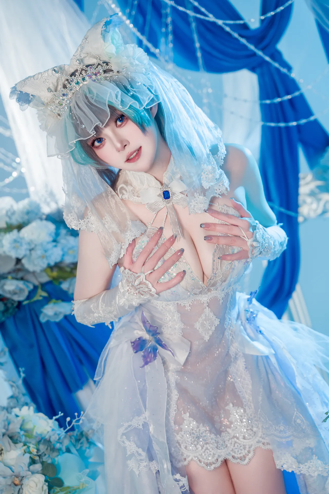 Natsuko夏夏子 - 碧蓝航线 柴郡婚纱 70P 624M-erohere12.webp