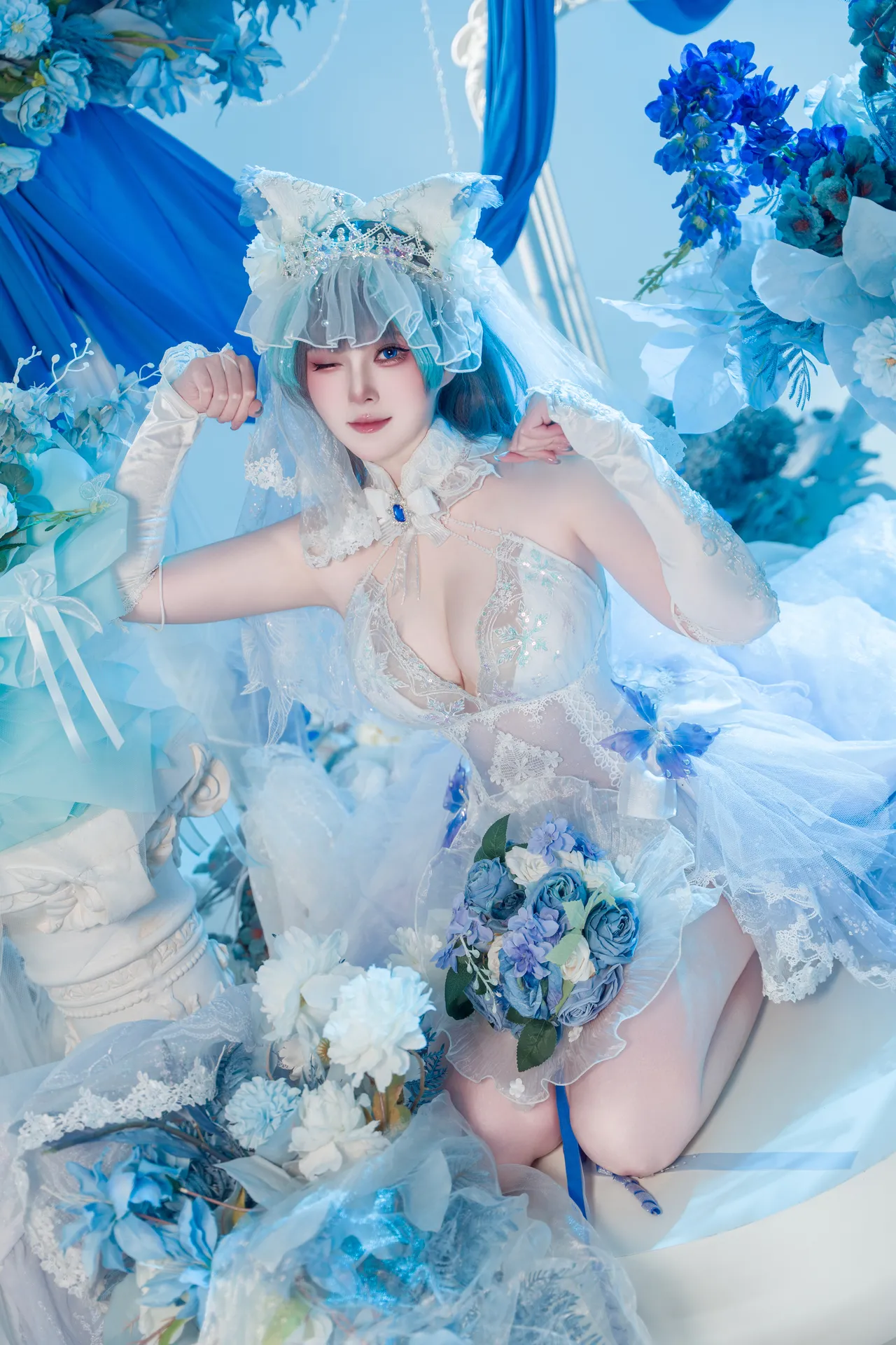 Natsuko夏夏子 - 碧蓝航线 柴郡婚纱 70P 624M-erohere14.webp