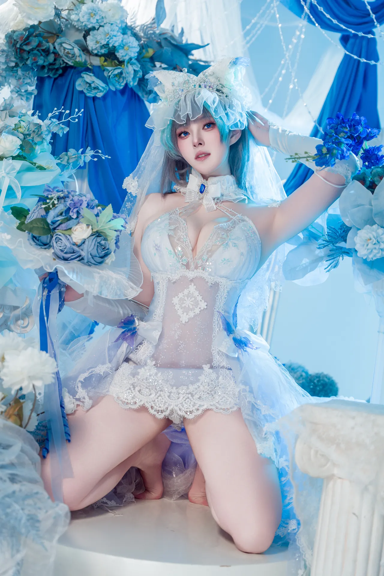 Natsuko夏夏子 - 碧蓝航线 柴郡婚纱 70P 624M-erohere16.webp