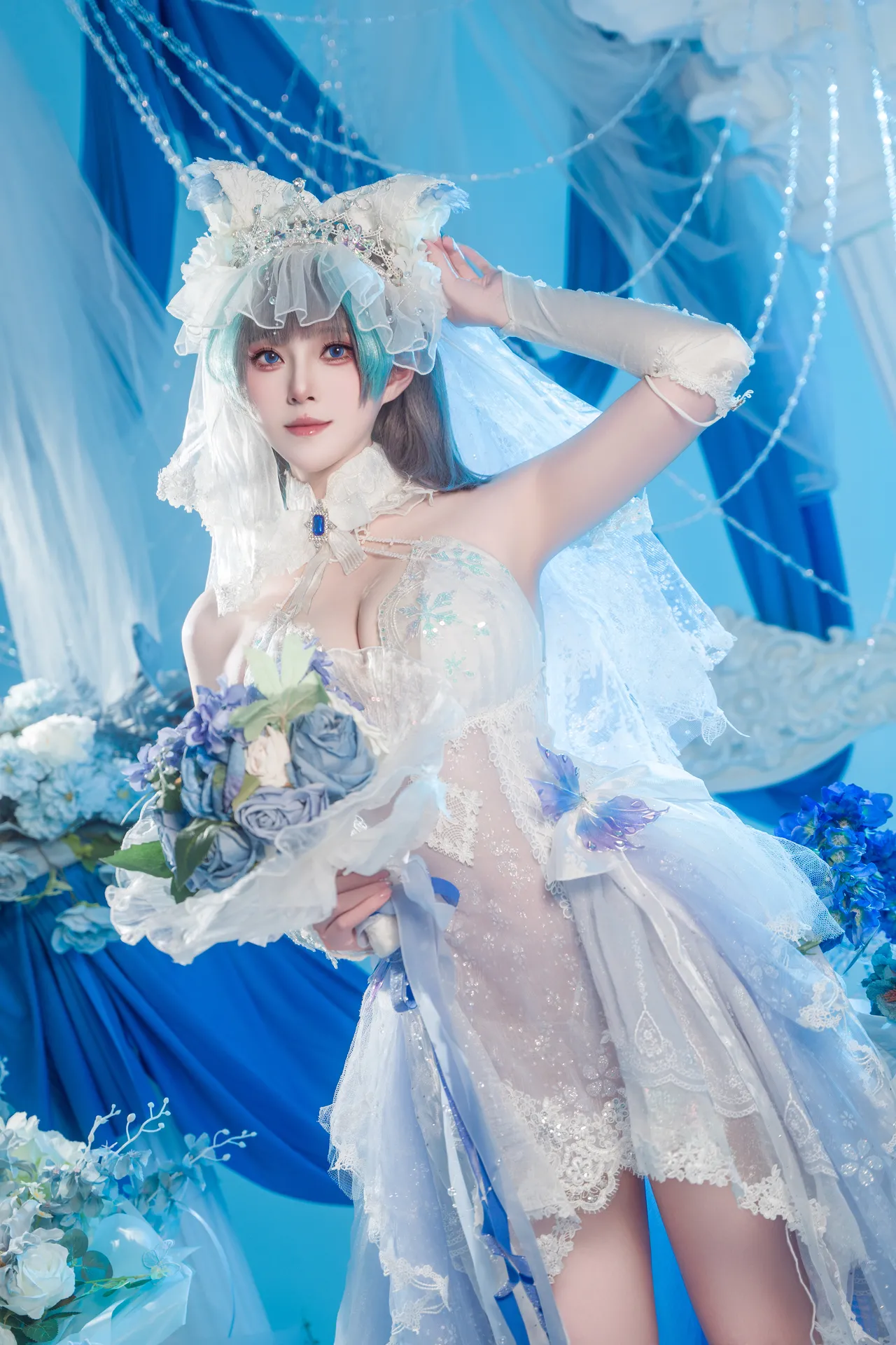 Natsuko夏夏子 - 碧蓝航线 柴郡婚纱 70P 624M-erohere3.webp
