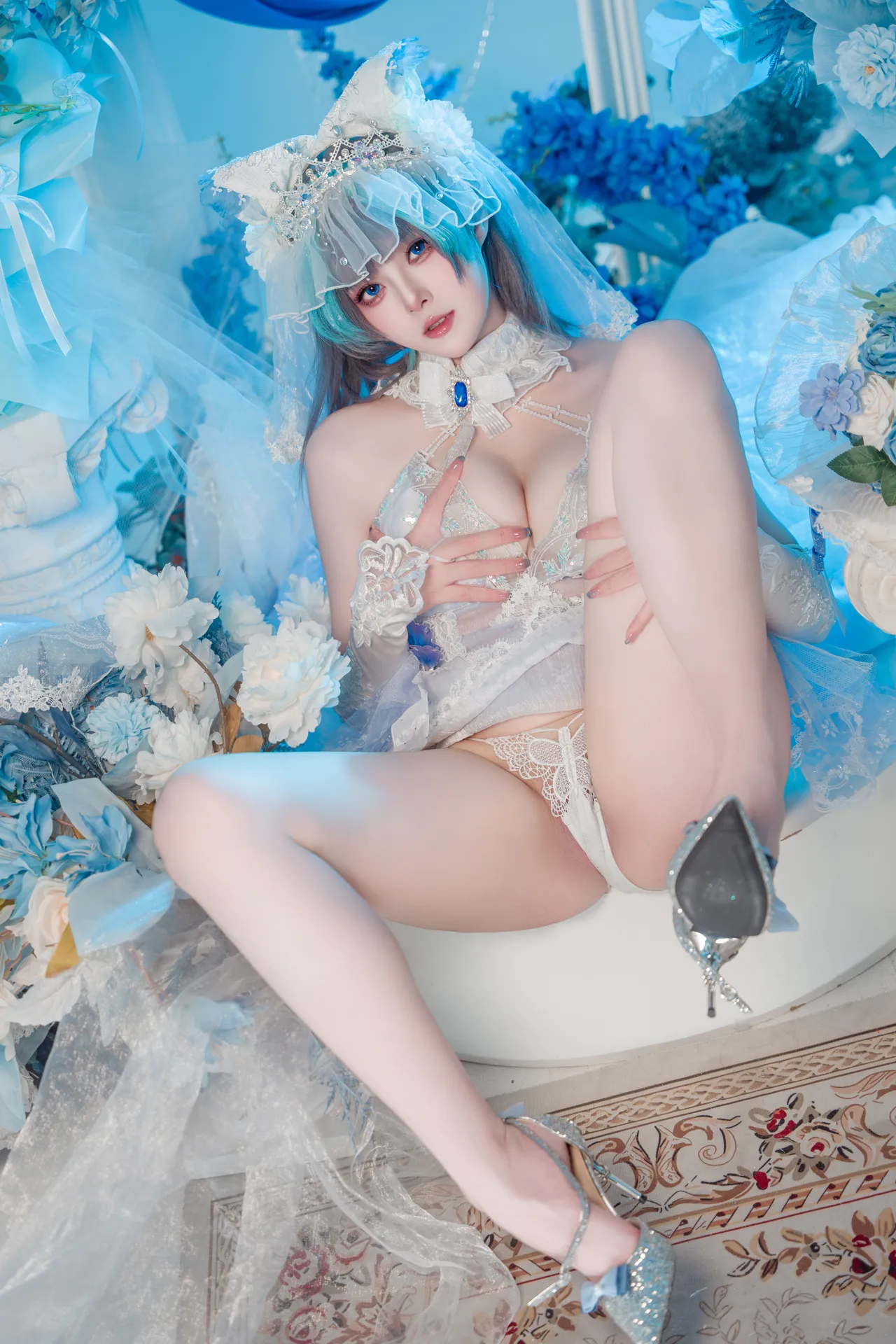 Natsuko夏夏子 - 碧蓝航线 柴郡婚纱 70P 624M-erohere36.webp