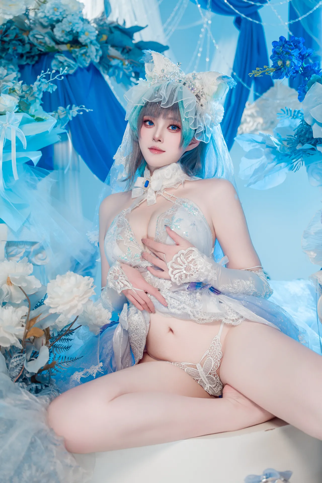 Natsuko夏夏子 - 碧蓝航线 柴郡婚纱 70P 624M-erohere42.webp