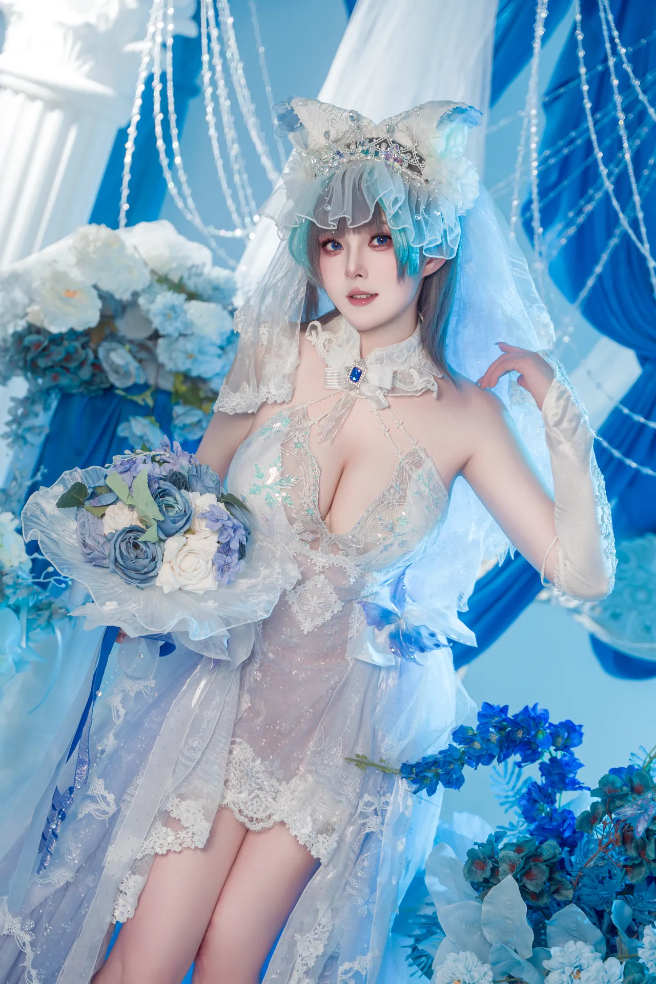 Natsuko夏夏子 - 碧蓝航线 柴郡婚纱 70P 624M-erohere5.webp