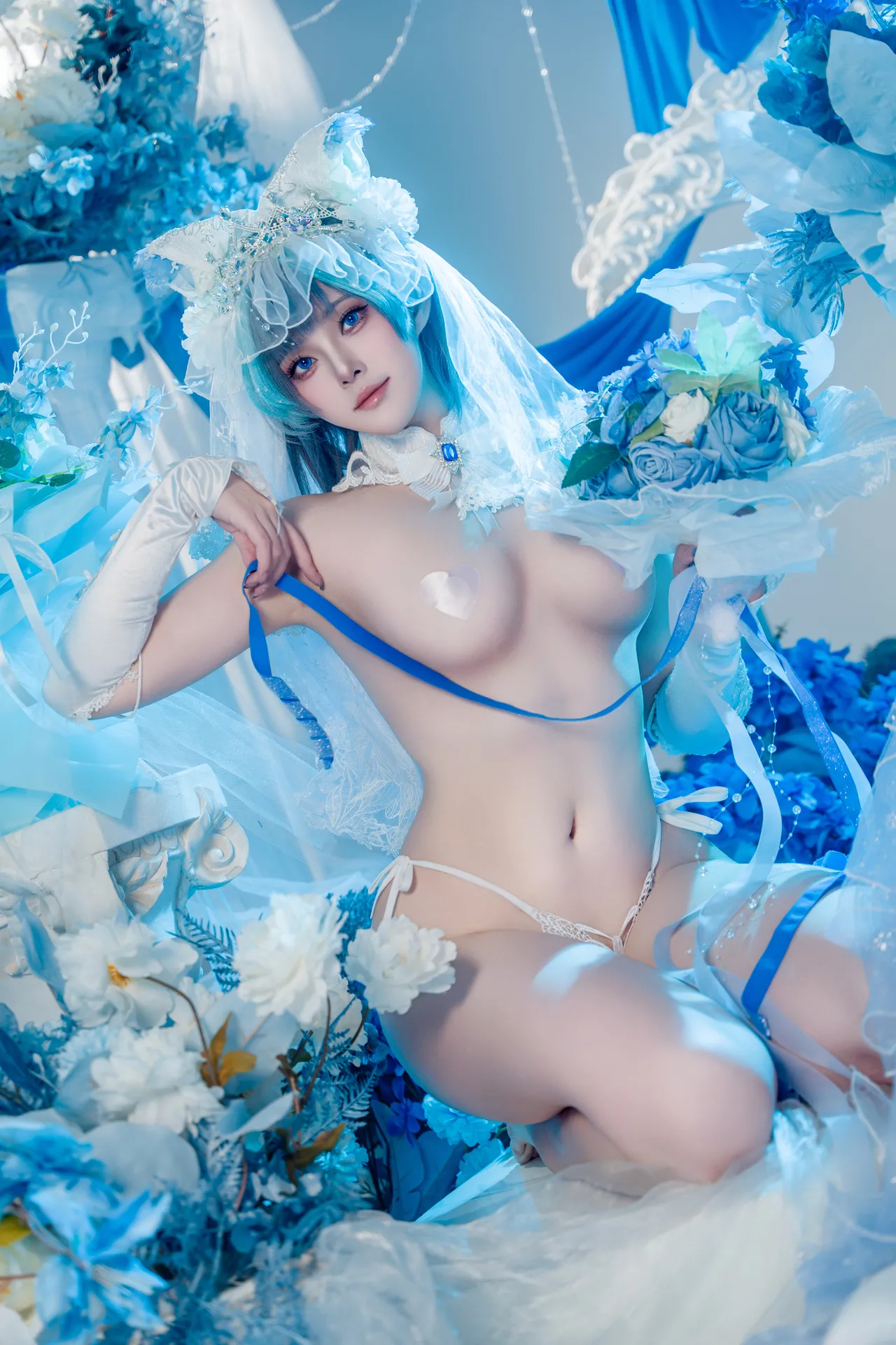 Natsuko夏夏子 - 碧蓝航线 柴郡婚纱 70P 624M-erohere61.webp